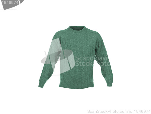 Image of Knitted green jacket for the baby isolated on a white background