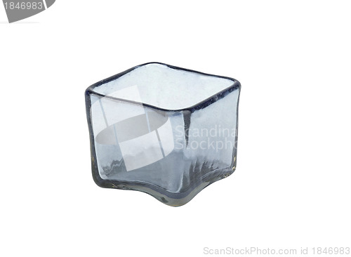 Image of blue ice cube isolated on a white