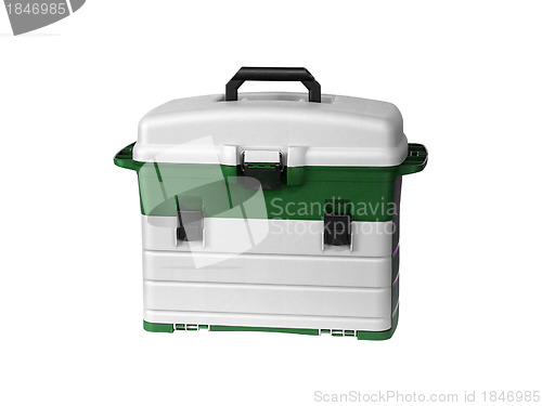 Image of Green and white tool box isolated
