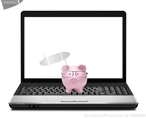Image of Piggy bank on laptop