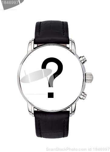 Image of watch with a black query mark - concept