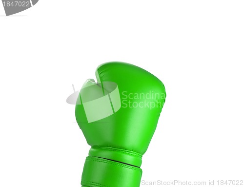 Image of Green boxing glove on white background
