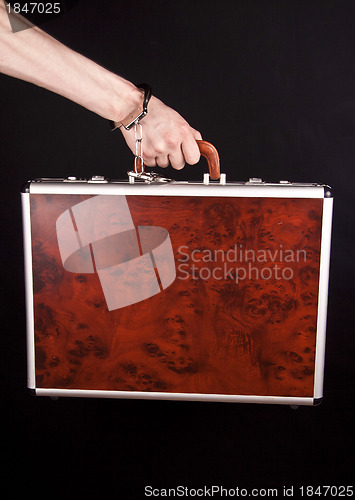 Image of Hand man with a red briefcase