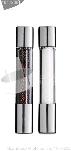 Image of Glass salt and pepper shakers isolated