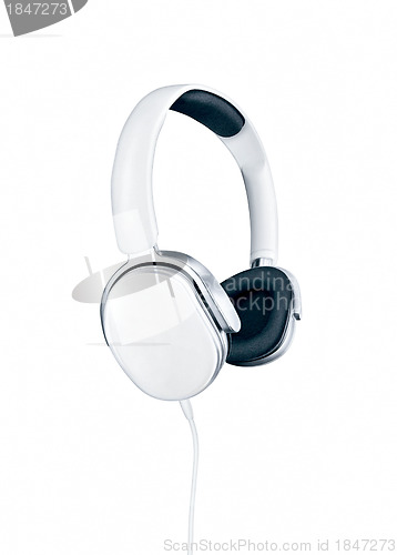 Image of White elegance headphones on white background