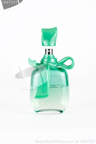 Image of women's perfume in beautiful bottle isolated