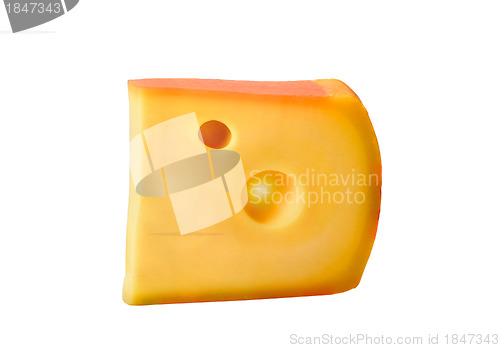 Image of piece of cheese isolated on a white background