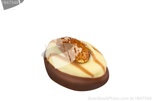 Image of Chocolate morsel on white background