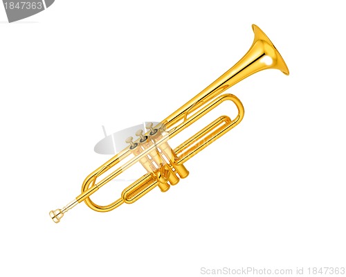 Image of brass trumpet over white background