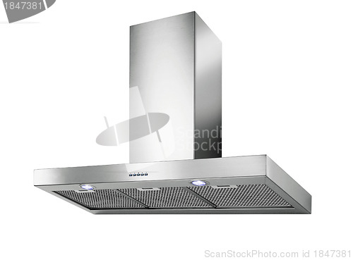 Image of Modern INOX cooker hood isolated on white
