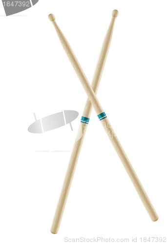 Image of Two wooden drumsticks isolated