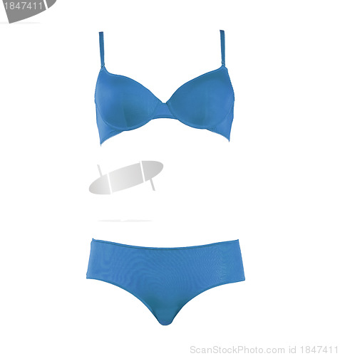 Image of Blue Polka Dot Bra Isolated on White