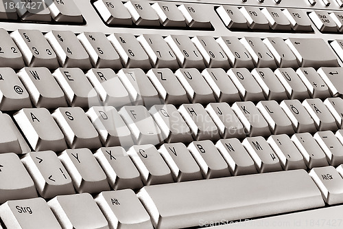 Image of Keyboard of a notebook computer. White and black.