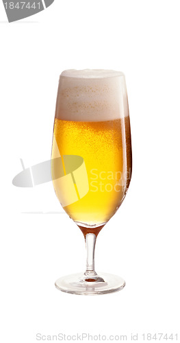 Image of glass with beer on white background