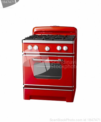 Image of old vintage gas stove over white background