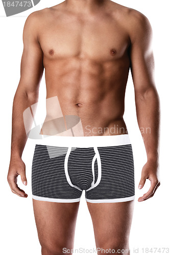 Image of Male sexy underwear model in black underpants