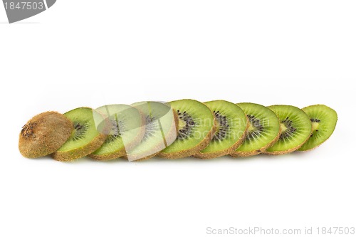 Image of Sliced kiwi fruit on white background