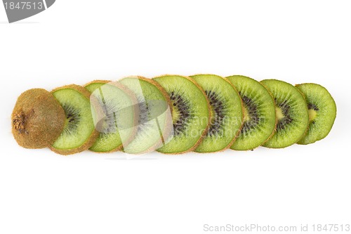 Image of Sliced kiwi fruit on white background