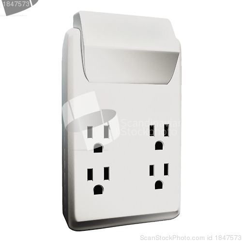 Image of Isolated, multiple electric socket adapter making faces