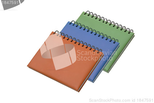 Image of stack of ring binder book or notebook isolated