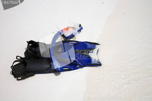 Image of Snorkeling equipment on beach