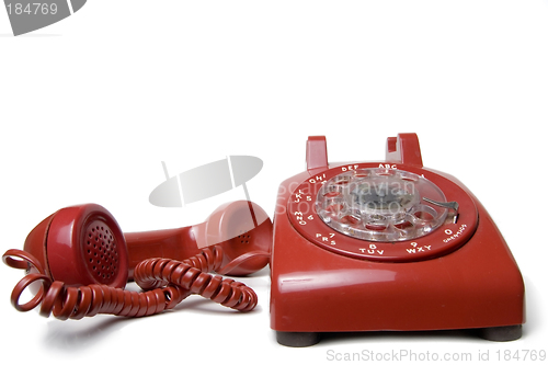 Image of Red rotary telephone