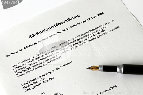 Image of German Declaration of Conformity about Low Voltage Directive