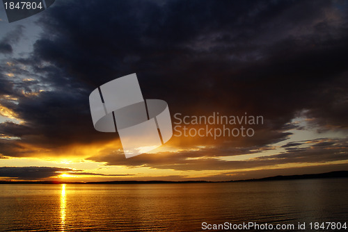 Image of Stormy sky on the lake