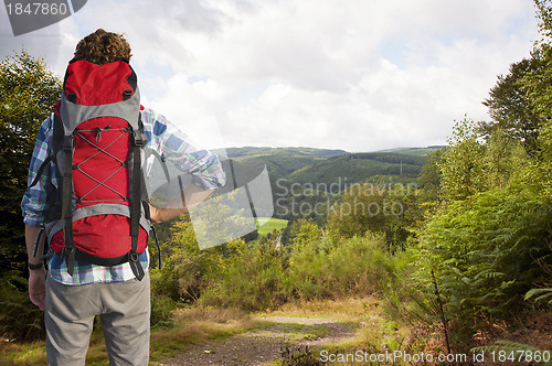 Image of Hiker admiring a view