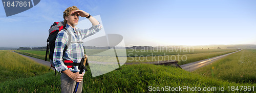 Image of Hiker in Summer fields