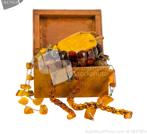 Image of Amber apparel jewelry retro wooden box on white 