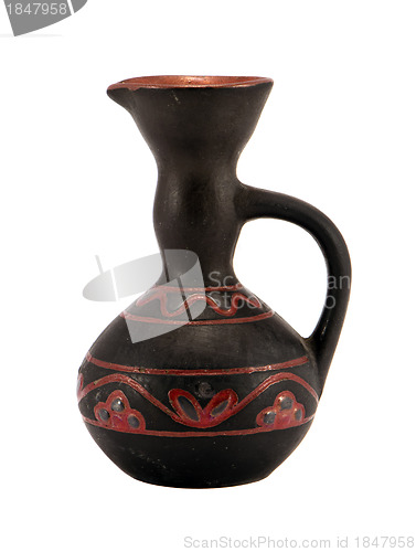 Image of Vintage steel clay pitcher handle isolate on white 