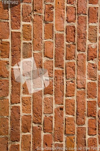 Image of Wall built of clay brick architectural fragment. 