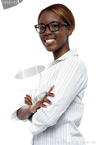 Image of Side view of confident corporate lady