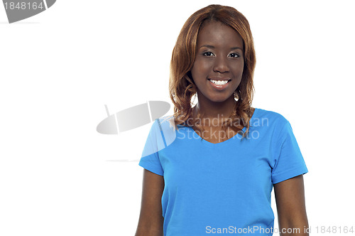 Image of Half length picture of smiling african girl