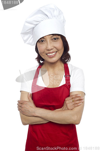 Image of Smiling portrait of confident asian chef