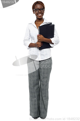 Image of African woman executive ready for presentation