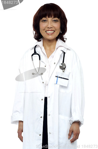 Image of Experienced doctor with stethoscope around her neck