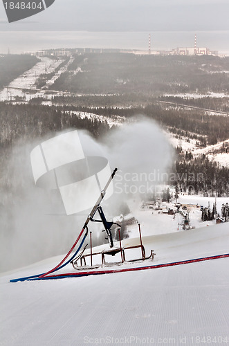 Image of snow gun spray