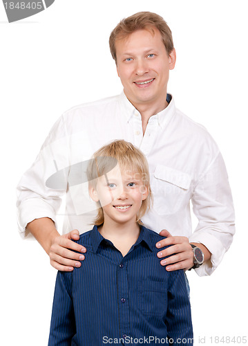 Image of Portrait of father and son in the studio