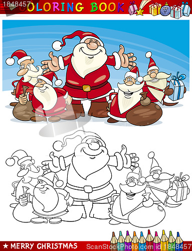 Image of Cartoon Santa Claus Group for Coloring