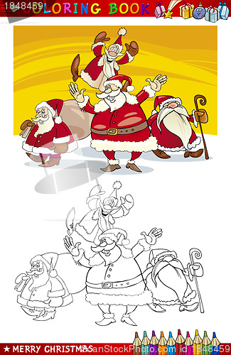 Image of Cartoon Santa Claus Group for Coloring