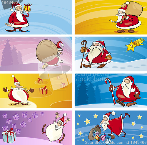 Image of Cartoon Greeting Cards with Santa Clauses