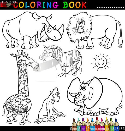 Image of Animals for Coloring Book or Page