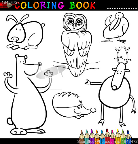 Image of Animals for Coloring Book or Page