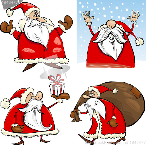 Image of Cartoon Christmas Santa Clauses Set