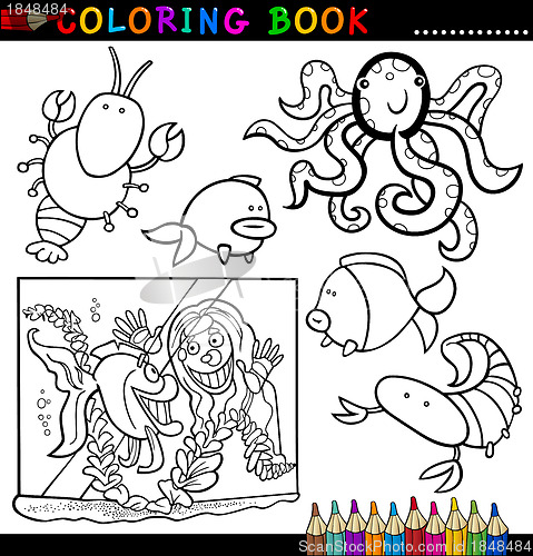 Image of Animals for Coloring Book or Page