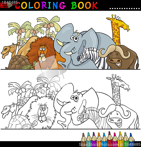 Image of Wild Safari Animals for Coloring