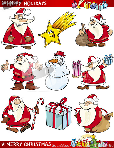 Image of Cartoon Set of Christmas Themes