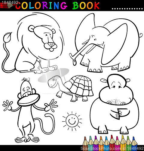 Image of Animals for Coloring Book or Page